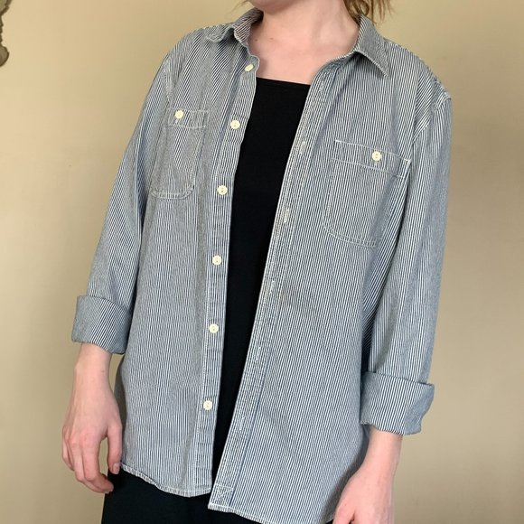 Navy Striped Button-up - Picture 4 of 11